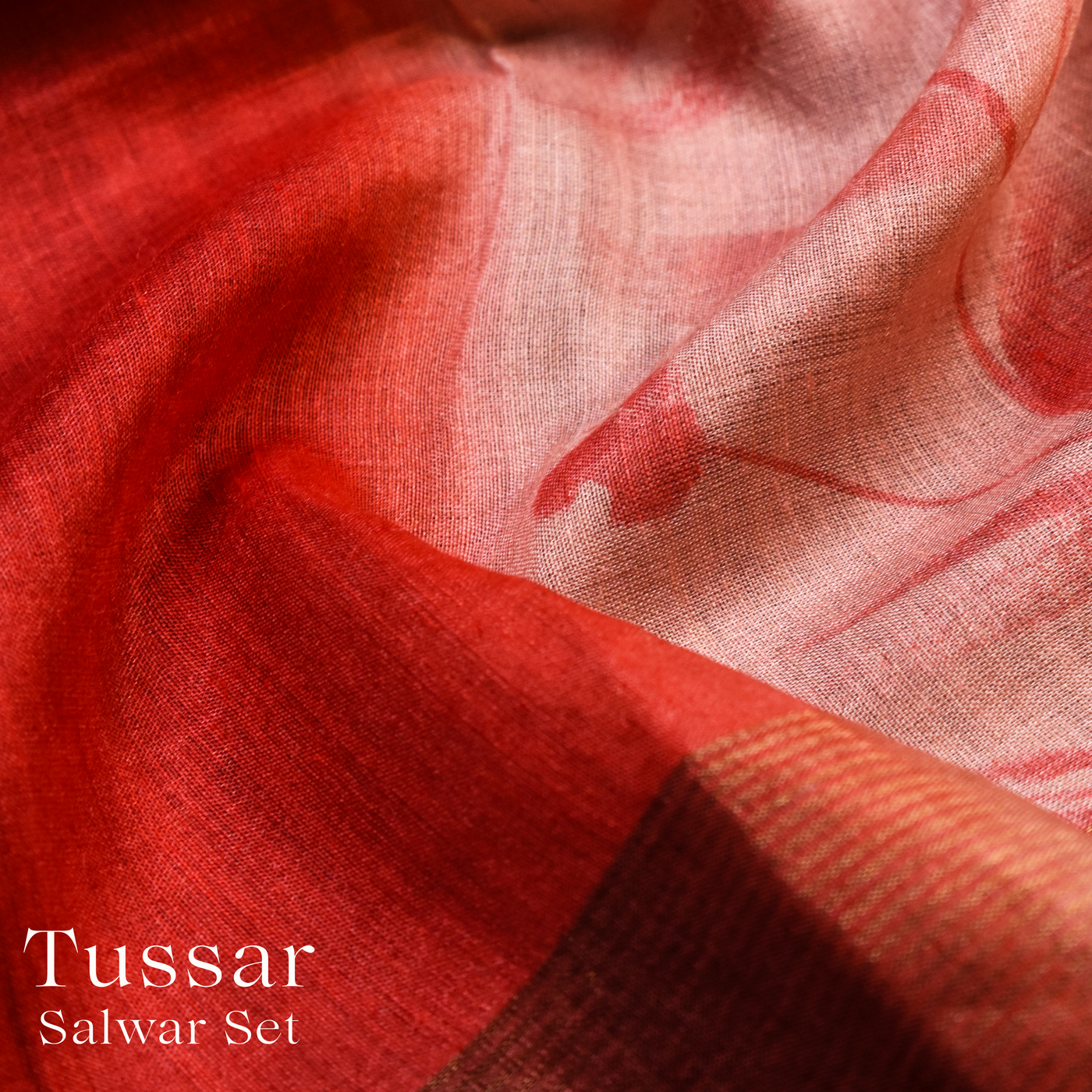 Peach Tussar Silk Salwar with Floral Design