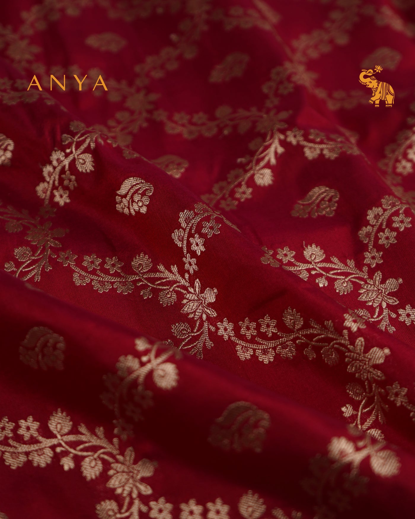 Arakku Thakkali Banarasi Silk Saree with Creeper Butta Design