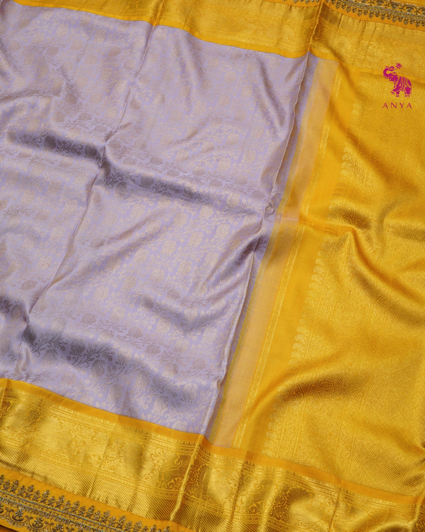 Lilac Kanchi Silk Saree with Creeper Design