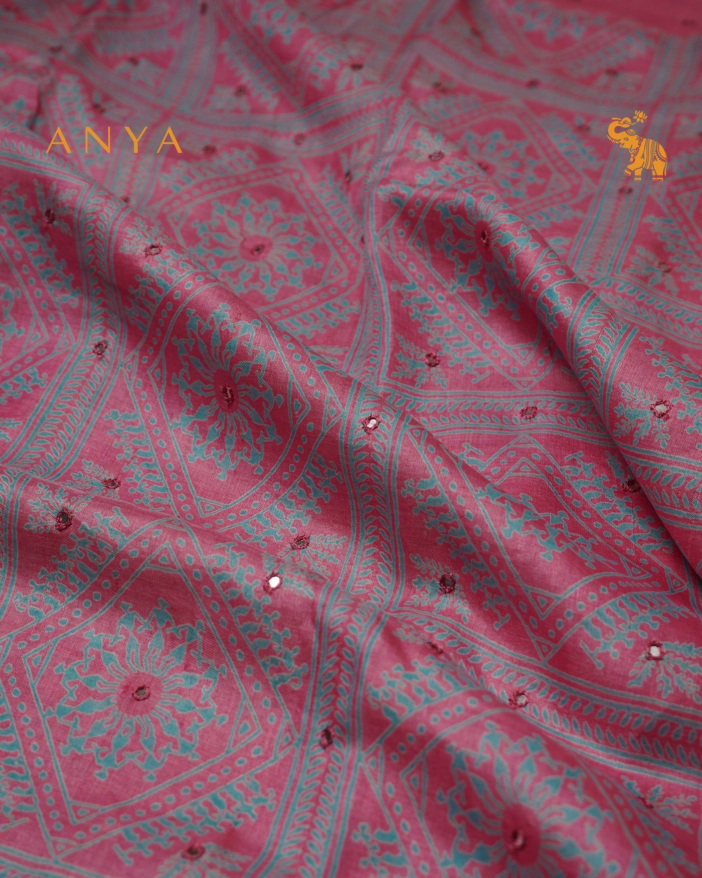 Onion Pink Tussar Silk Saree with Box Print Design