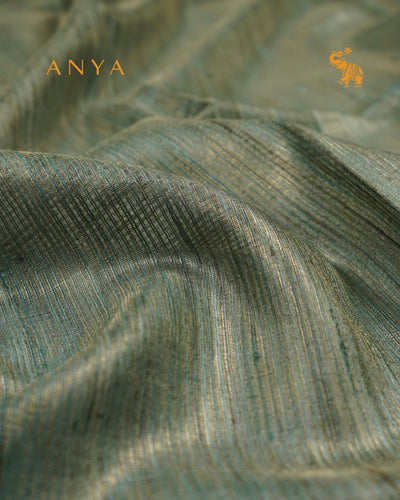 Mint Green Tussar Silk Saree with Stripes Design