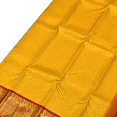 Oil Mustard Kanchipuram Silk Saree with Round Zari Butta Design
