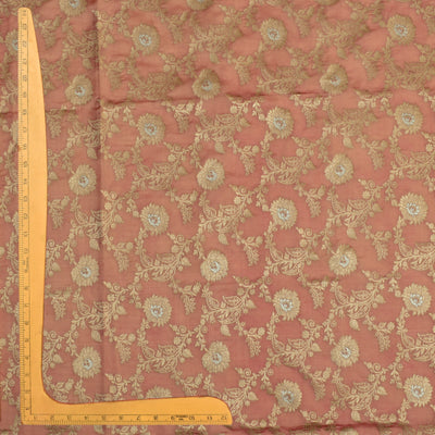 Onion Pink Banarasi Silk Fabric with Creeper Design