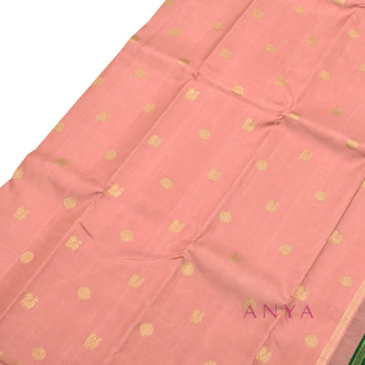 Onion Pink Kanchipuram Silk Saree with Mayil Chakaram Design