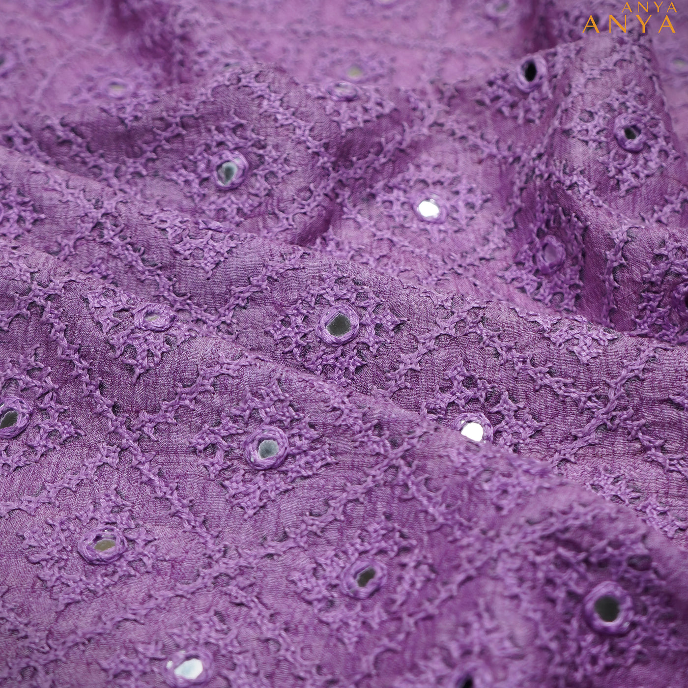 Lavender Tussar Kutch Work Blouse Fabric