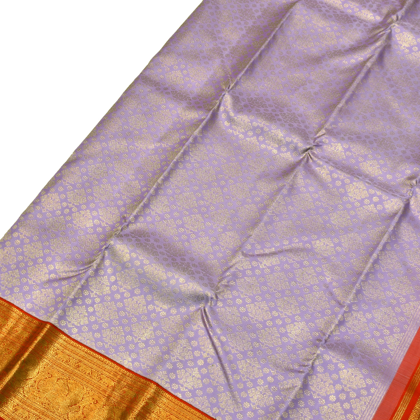Lavender Kanchipuram Silk Saree with Diamond Zari Design