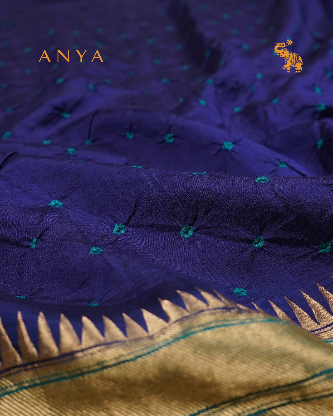 Navy Blue Bhandhini Silk Fabric