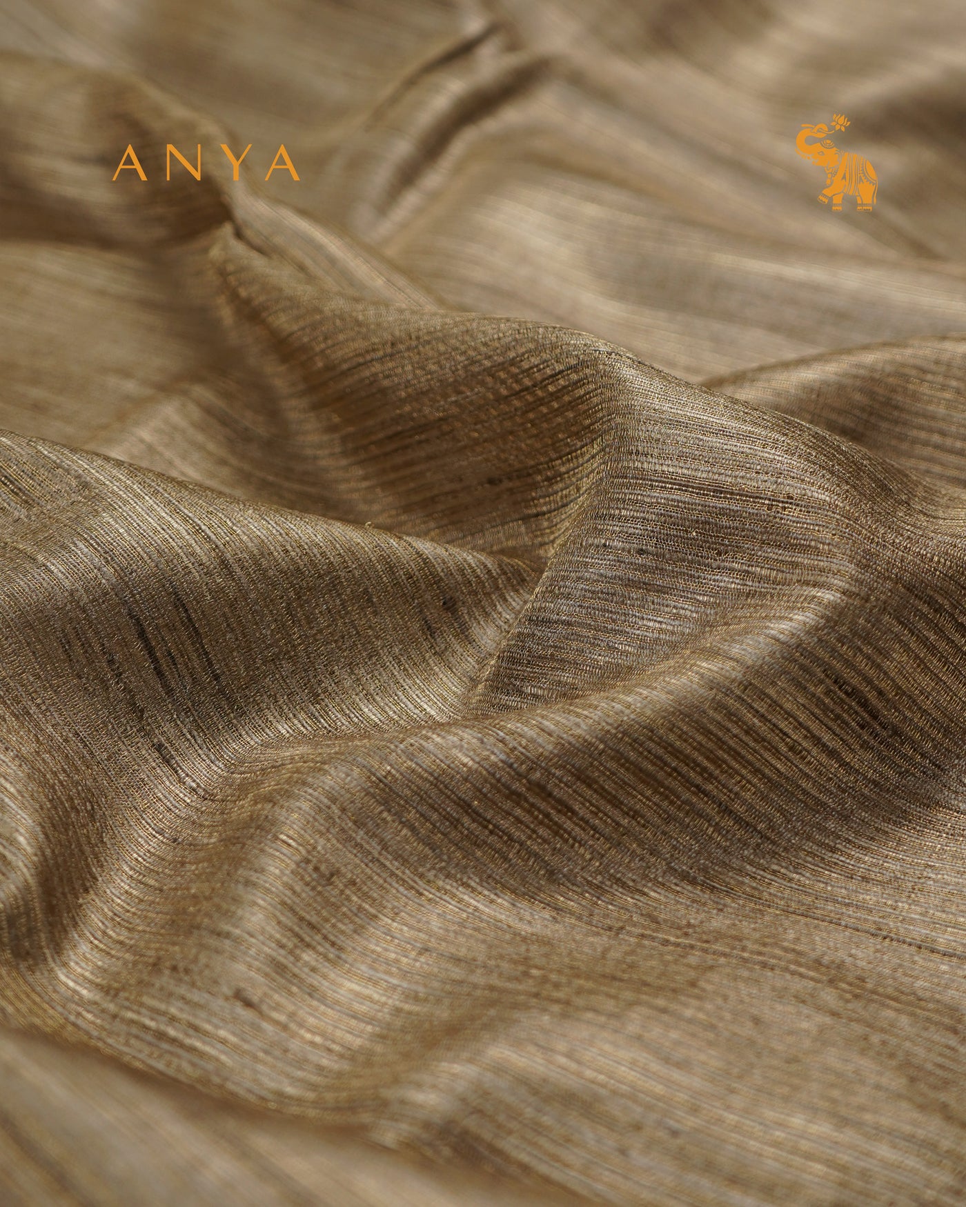 Light Brown Tussar Silk Saree with Stripes Design