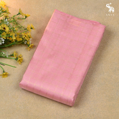 Onion Pink Kanchi Silk Fabric with Zari Kattam Design