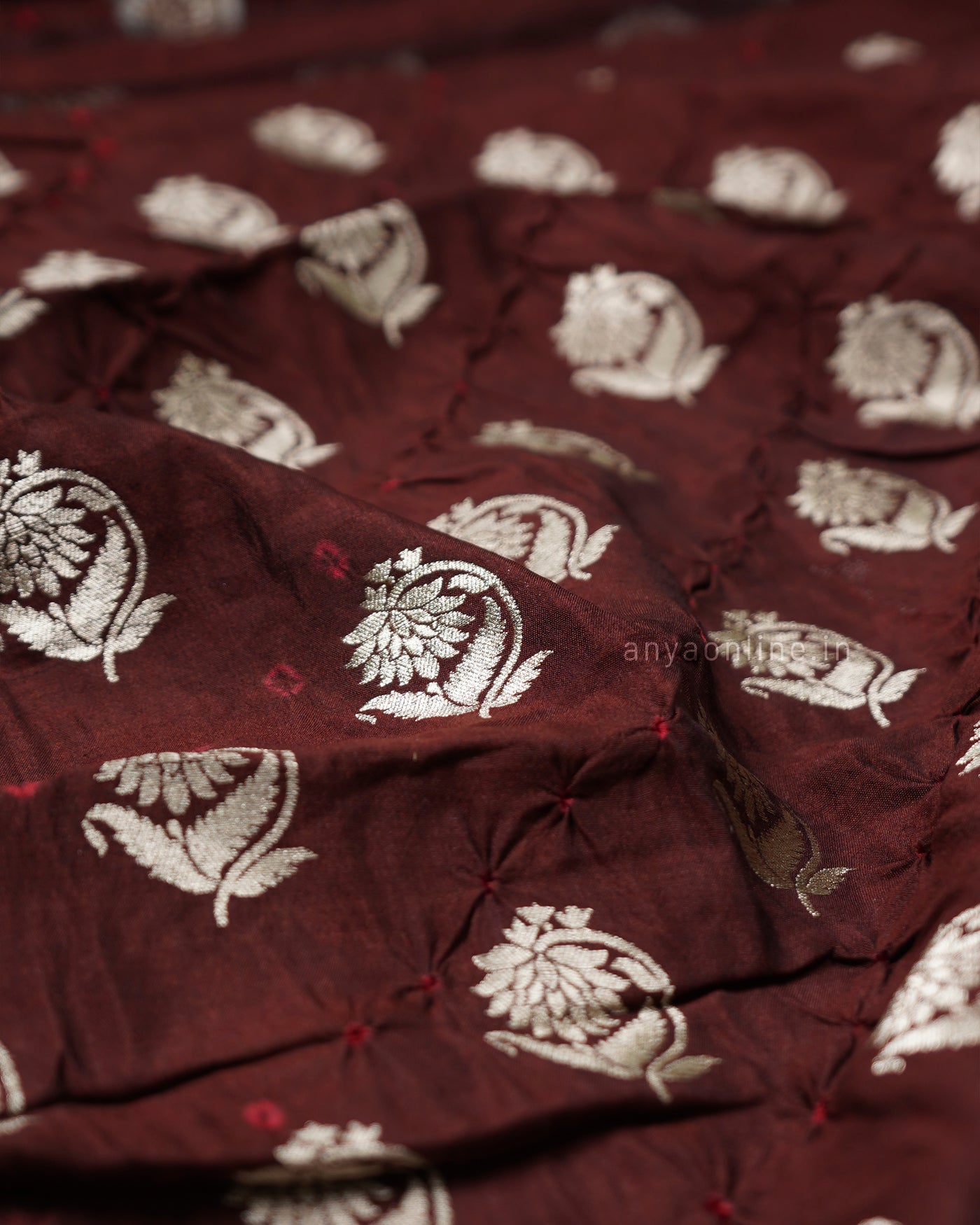 V Pakku Bhandhini Silk Fabric with Flower Butta Design