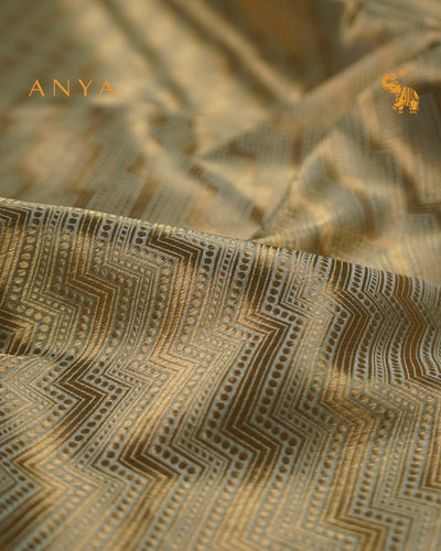 Baby Blue Tissue Banarasi Silk Fabric with Zig Zag Design