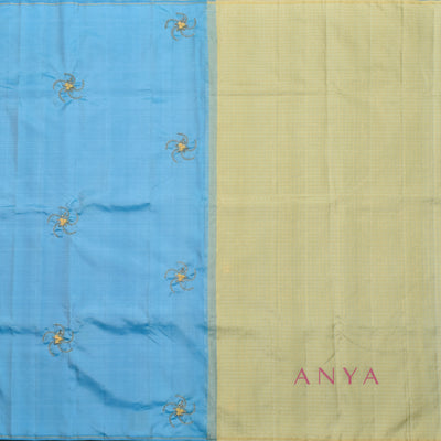 Sky Blue Embroidery Silk Saree