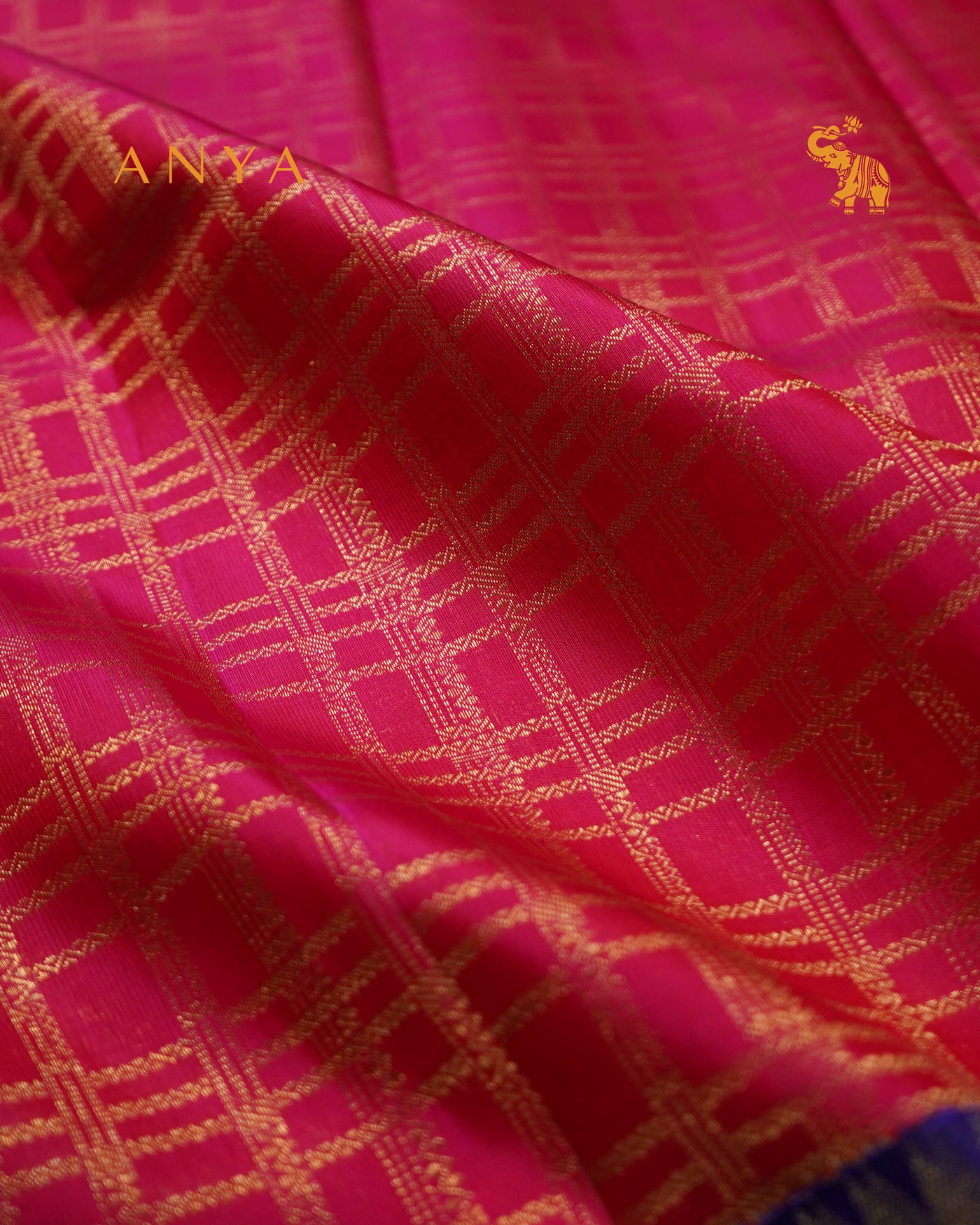 Rani Pink Kanchi Silk Skrit Fabric with Purple Kanchi Silk Blouse Fabric