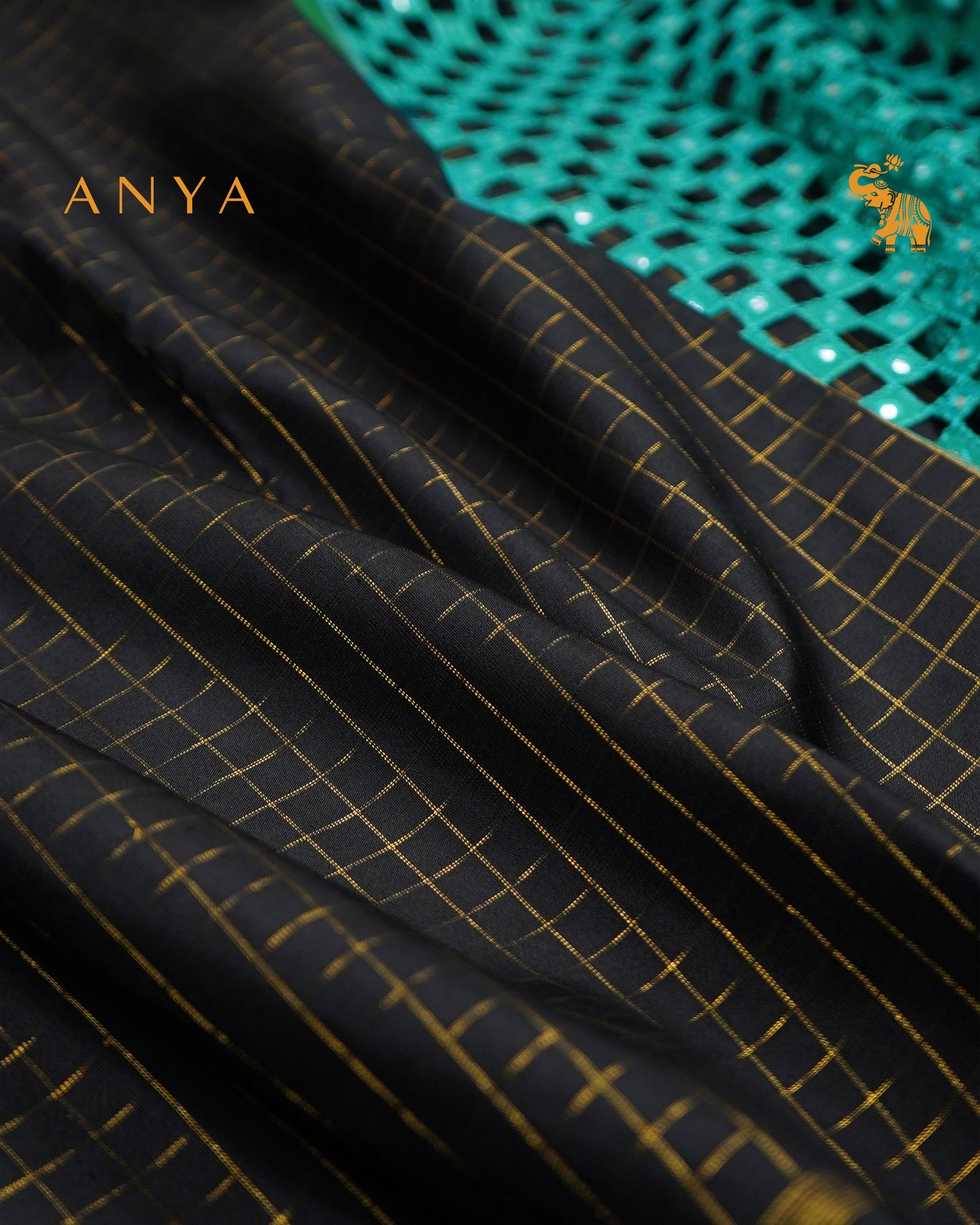 Black Kanchi Silk Saree with Zari Kattam Design