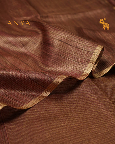 Arakku Red Tussar Silk Saree with Stripes Design