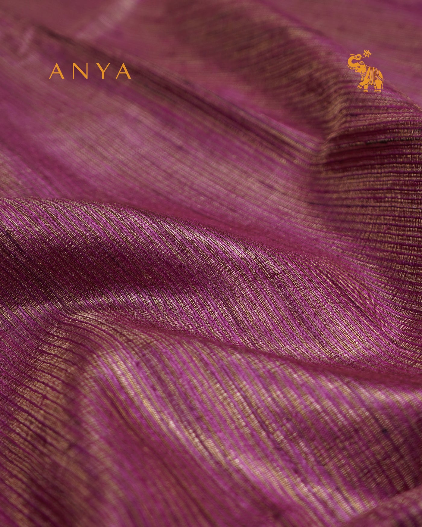 Magenta Tussar Silk Saree with Stripes Design