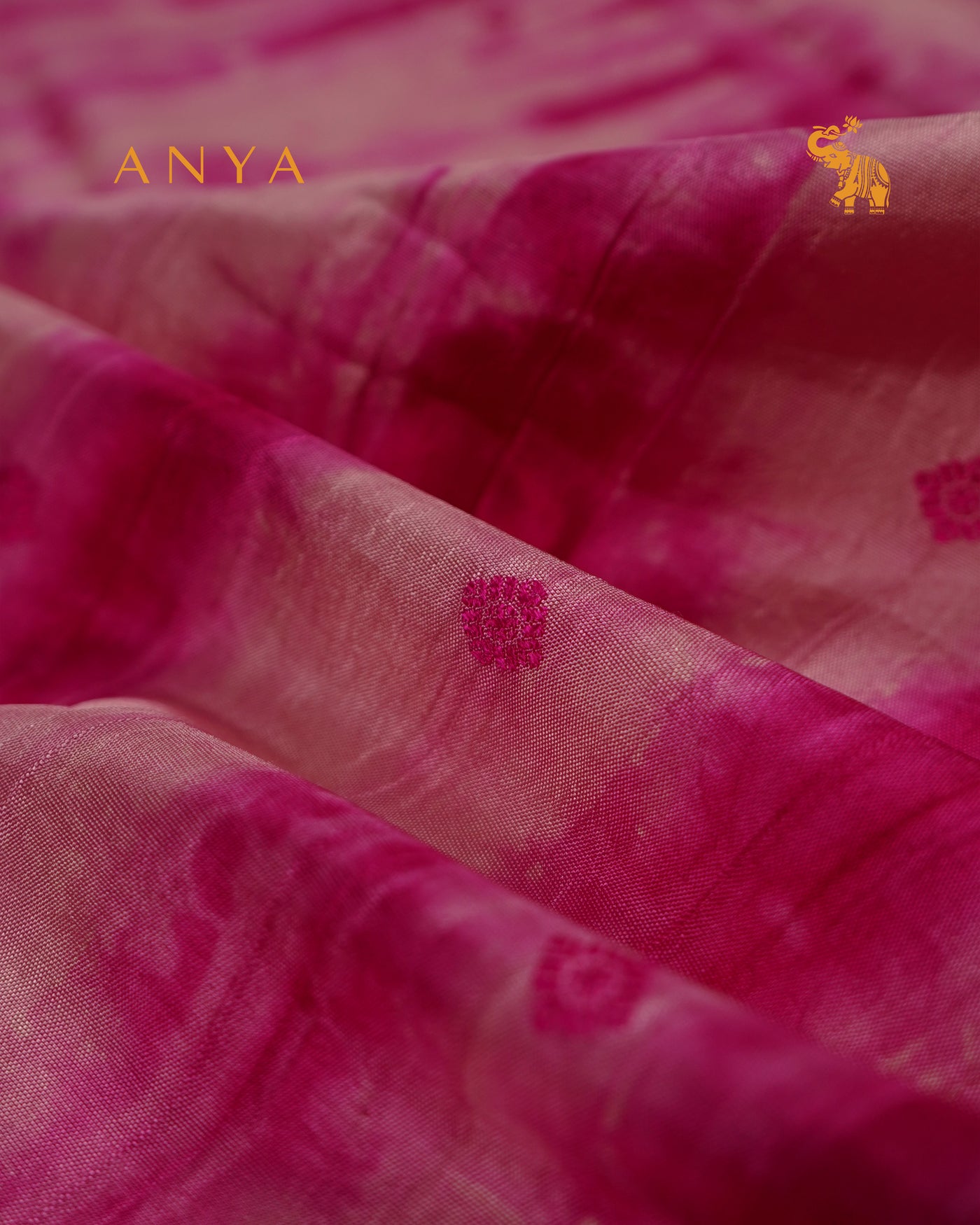 Pink Shibori Kanchi Silk Saree with Small Thread Butta Design