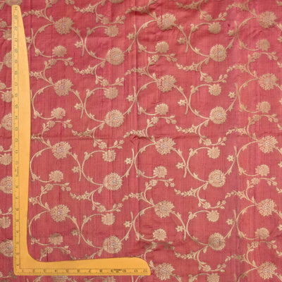 Peach Banarasi Silk Fabric with Creeper Design