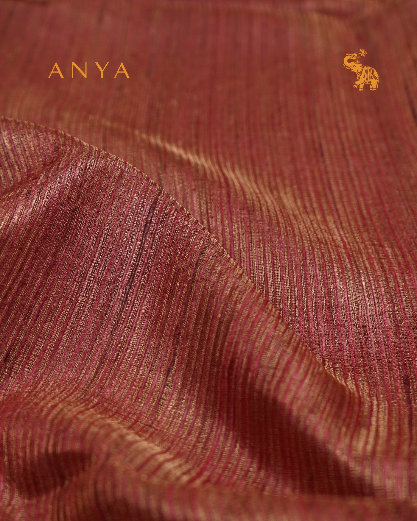 Arakku Red Tussar Silk Saree with Stripes Design