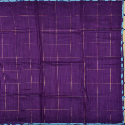 Purple Matka Silk Saree with Anandha Blue Printed Kanchi Silk Blouse