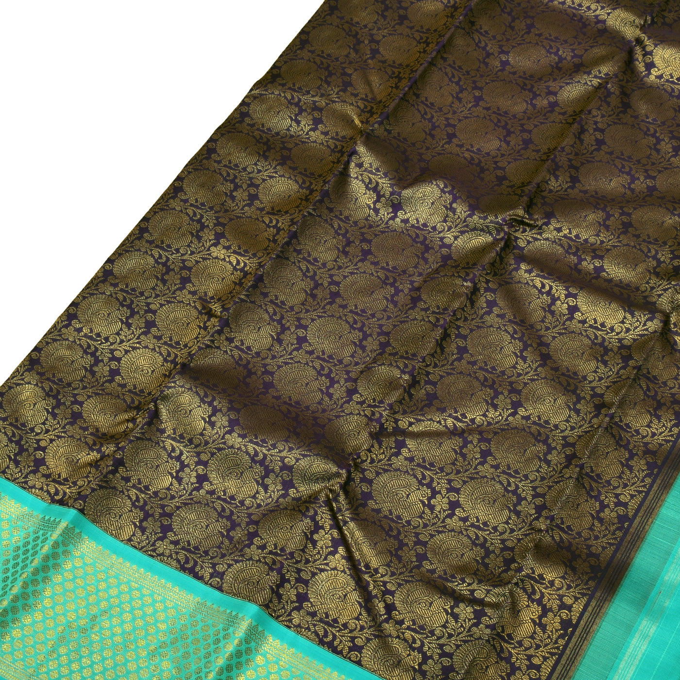 Violet Kanchipuram Silk Saree with Zari Creeper Design