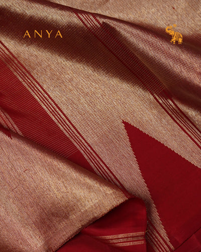 Maroon Kanchi Silk Saree with Small Zari Checks Design