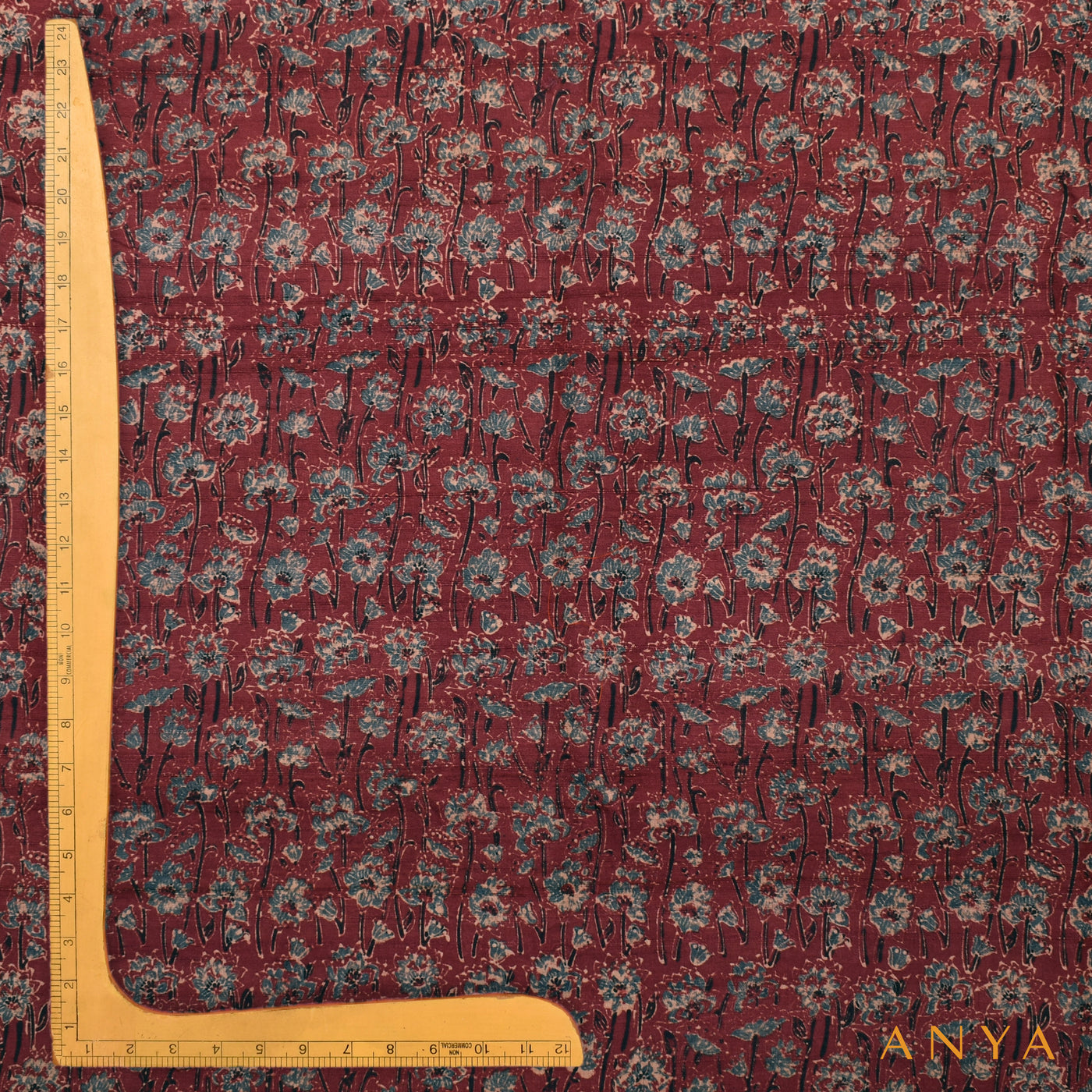 Maroon Tussar Ajrak Print Fabric