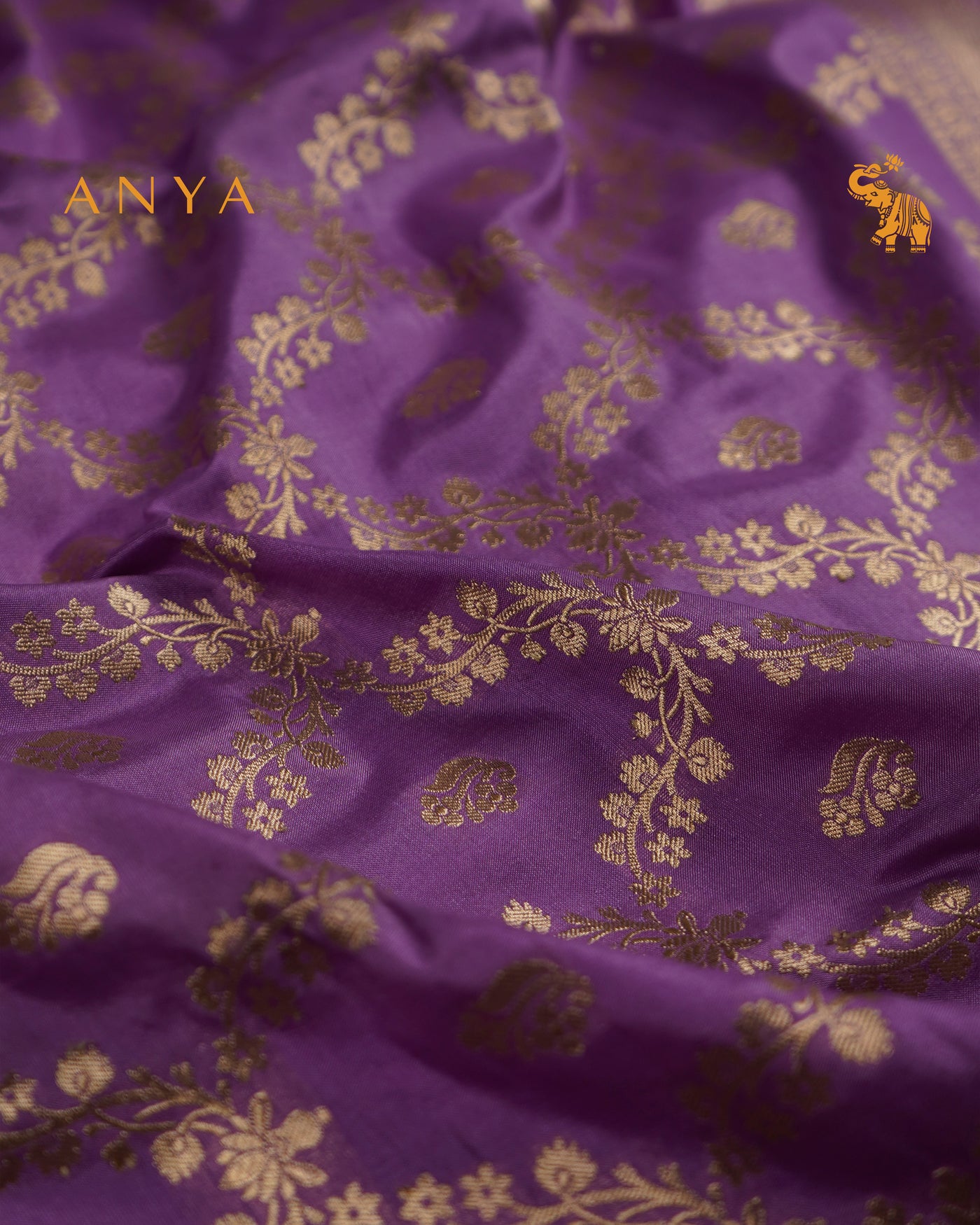 Lavender Banarasi Silk Saree with Creeper Butta Design