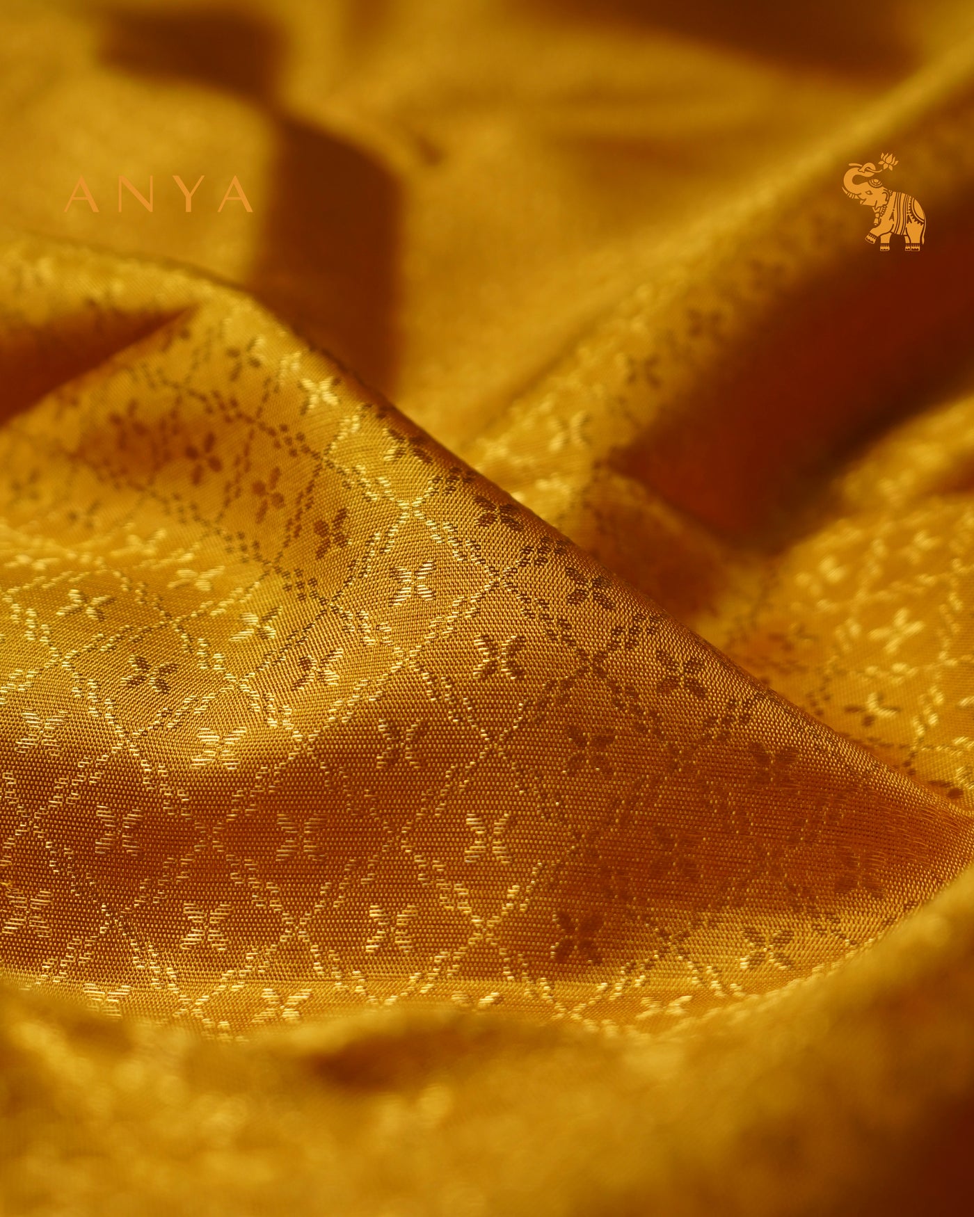 Mustard Kanchi Silk Fabric with Jacquard Design