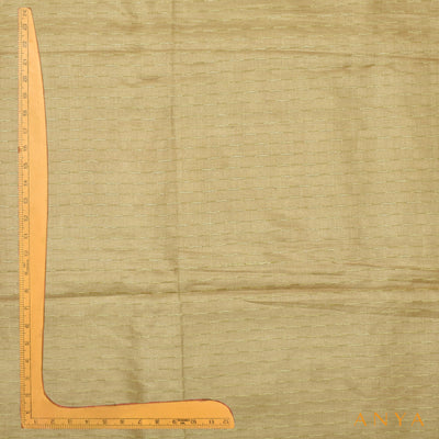 Gold Tussar Silk Fabric with Thread Lines Design