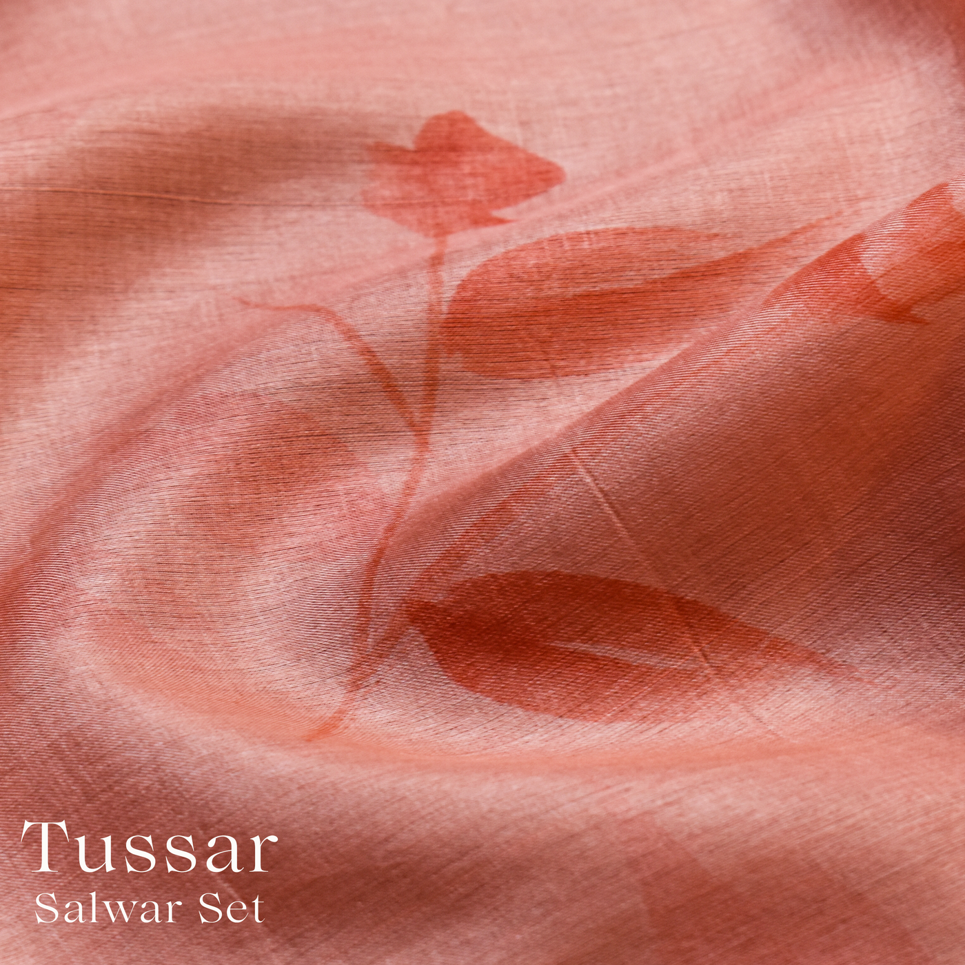 Peach Tussar Silk Salwar with Floral Design