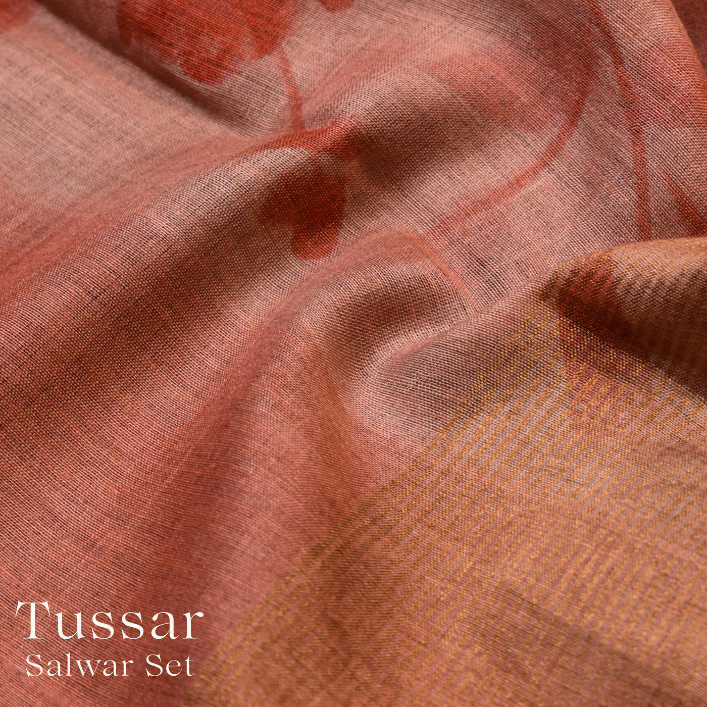 Peach Tussar Silk Salwar with Floral Design