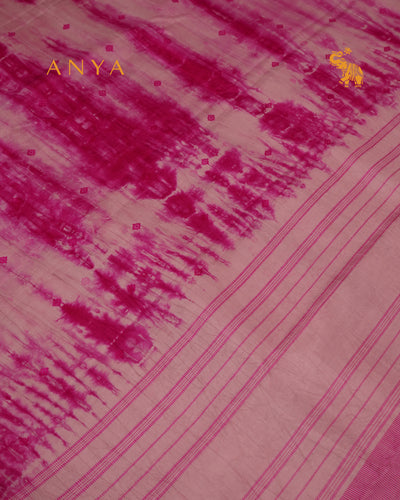 Pink Shibori Kanchi Silk Saree with Small Thread Butta Design