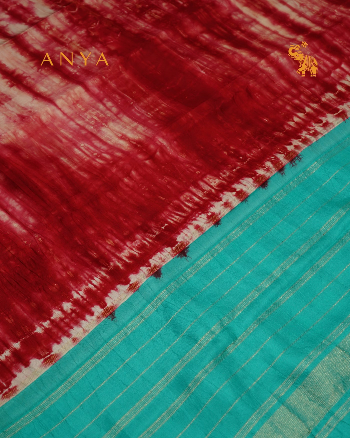 Red and Off White Shibori Kanchi Silk Saree