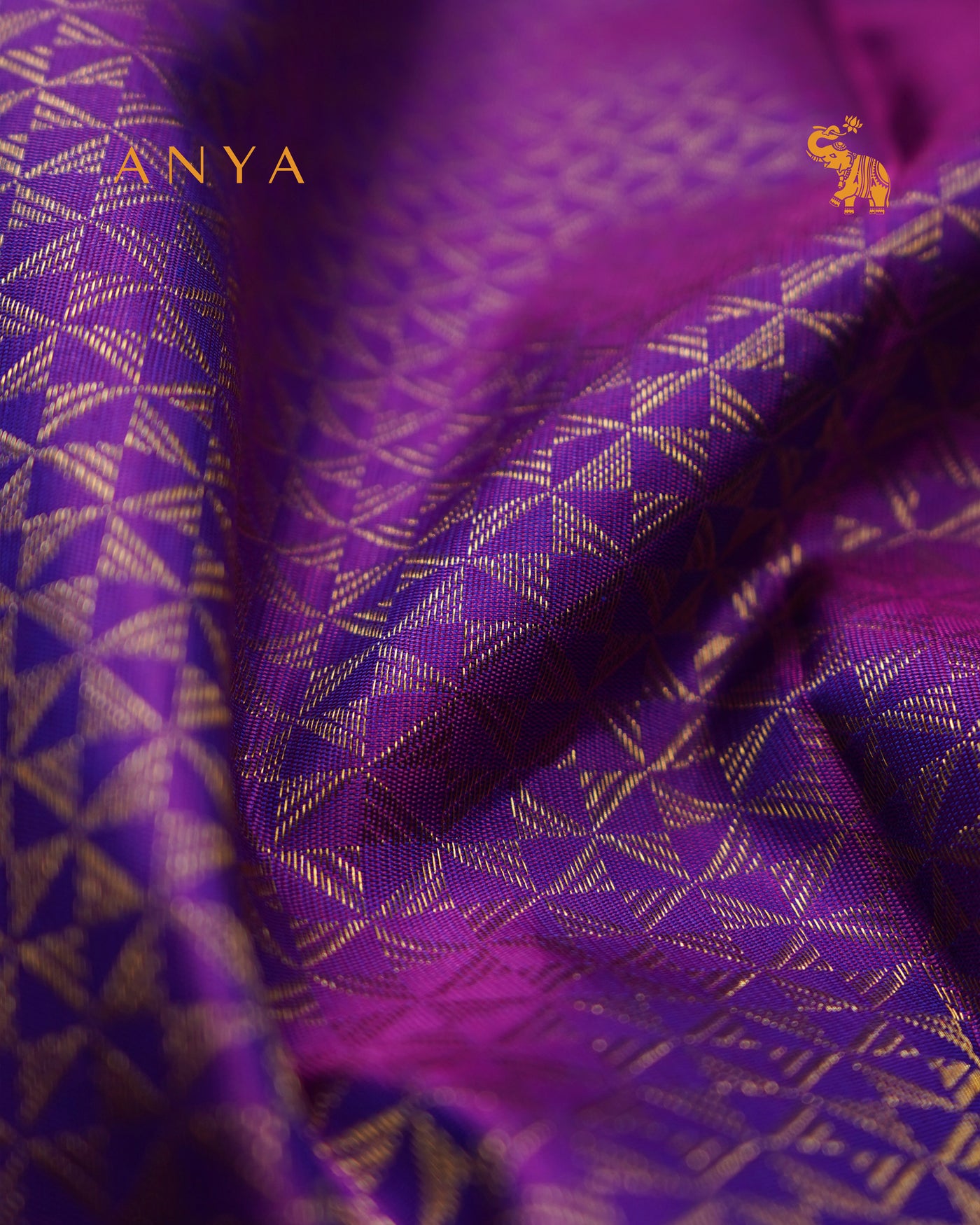 Violet Kanchi Silk Fabric with Diamond Zari Butta Design