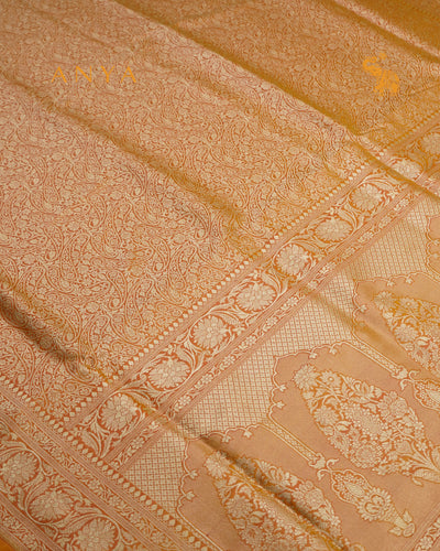 Mustard Banarasi Silk Saree with Creeper Design