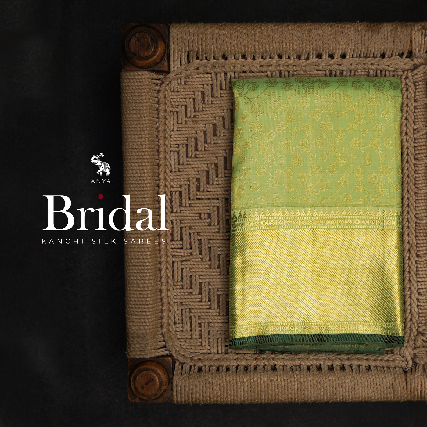 Apple Green Kanchipuram Silk Saree with Creeper Design