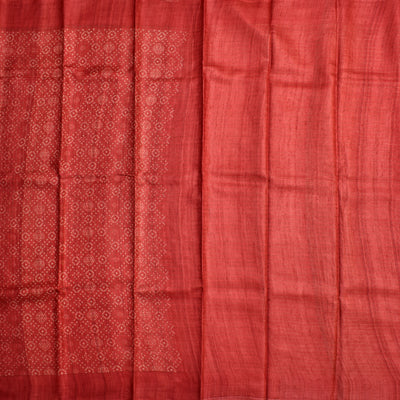 Rust Tussar Silk Saree with Bhandhini Print Design