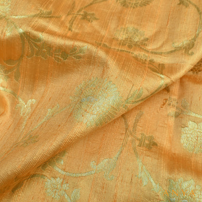 Light Peach Banarasi Silk Fabric with Creeper Design