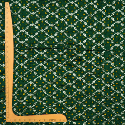 Bottle Green Bhandhini Silk Fabric with Creeper Diamond Design