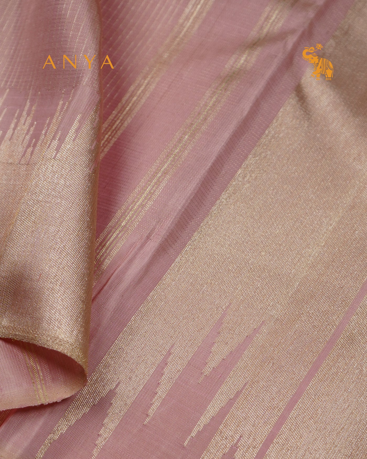 Baby Pink Kanchi Silk Saree with Small Zari Checks Design