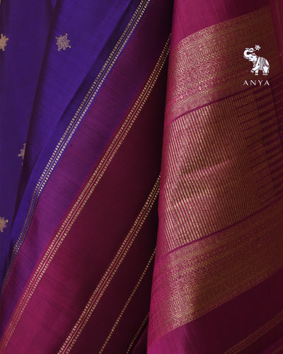 Violet Kanchi Classic Saree with Zari Butta Design