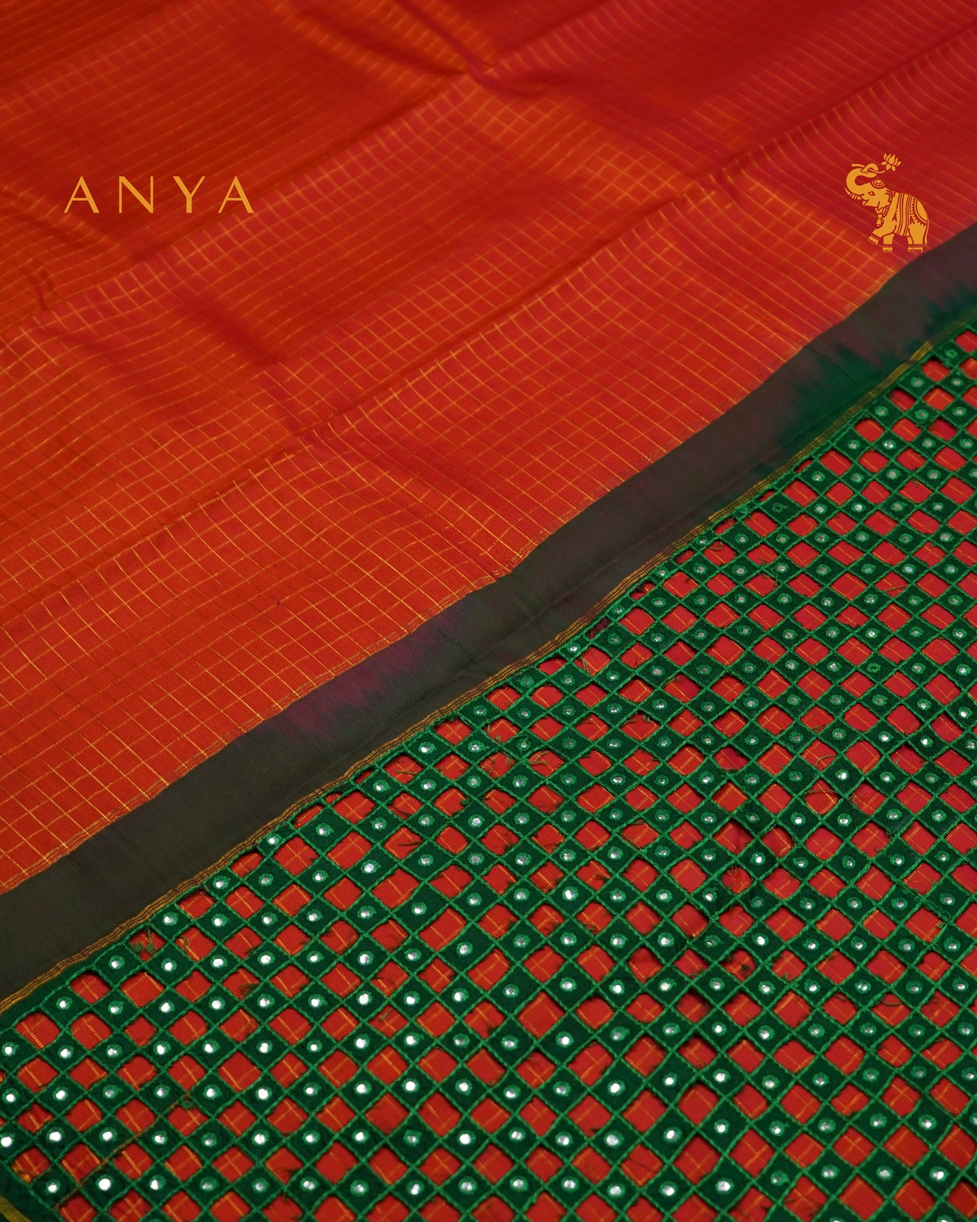 Orange Kanchi Silk Saree with Zari Kattam Design