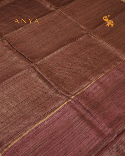 Arakku Red Tussar Silk Saree with Stripes Design