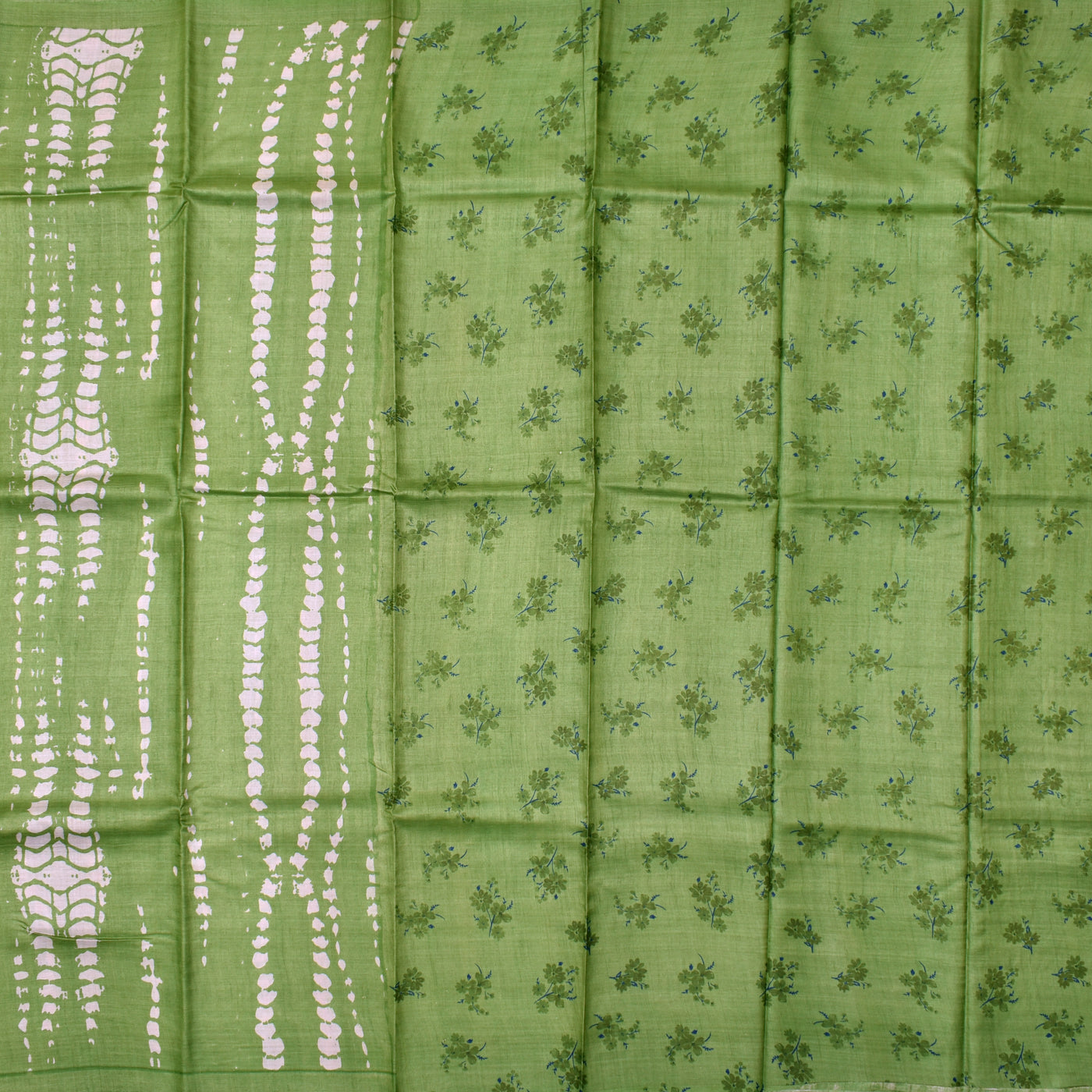 Chutney Green Tussar Silk Saree with Shibori Print Design