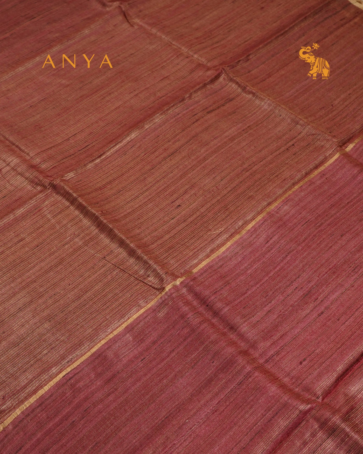 Arakku Red Tussar Silk Saree with Stripes Design