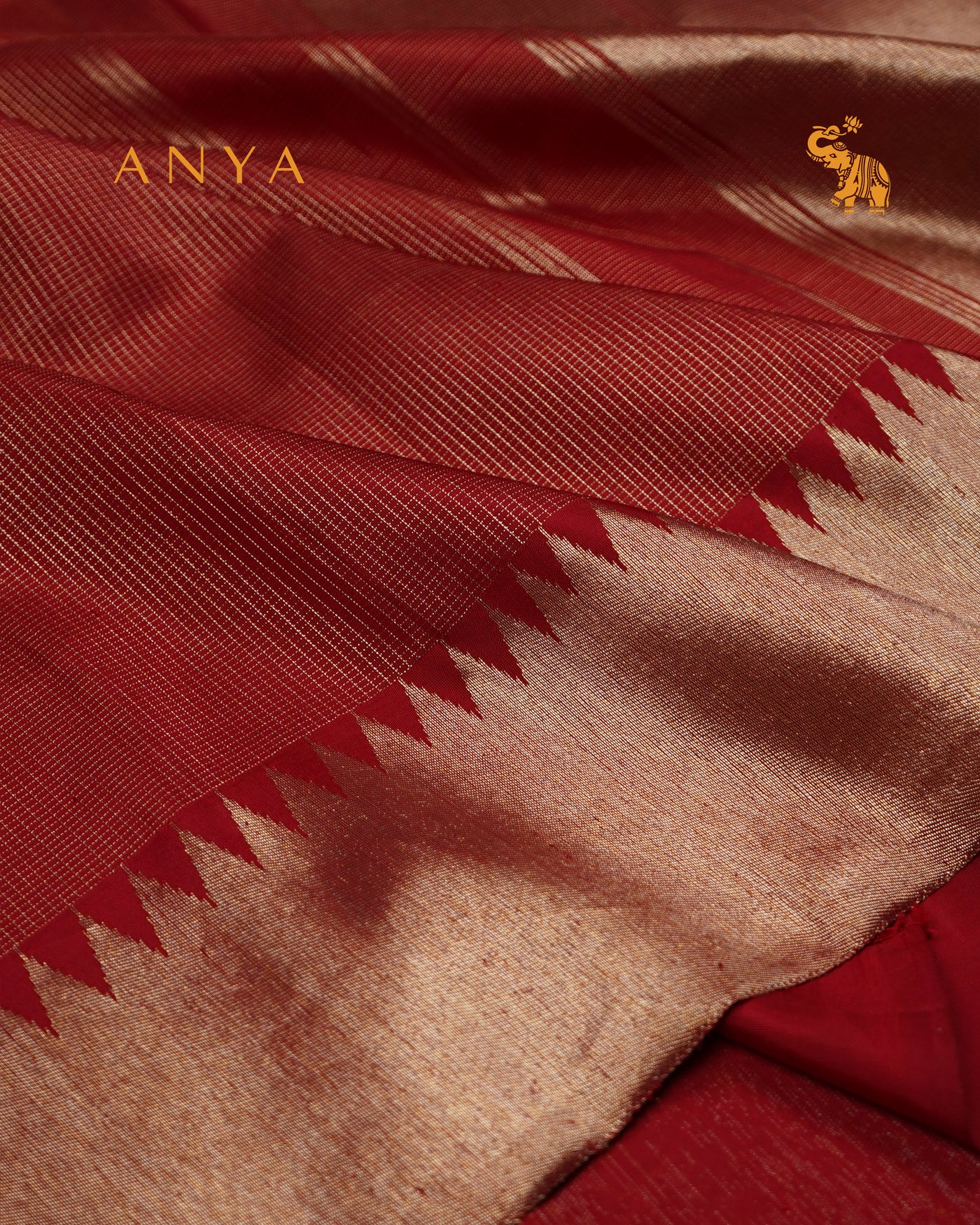 Maroon Kanchi Silk Saree with Small Zari Checks Design