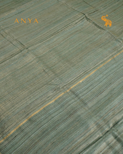 Mint Green Tussar Silk Saree with Stripes Design