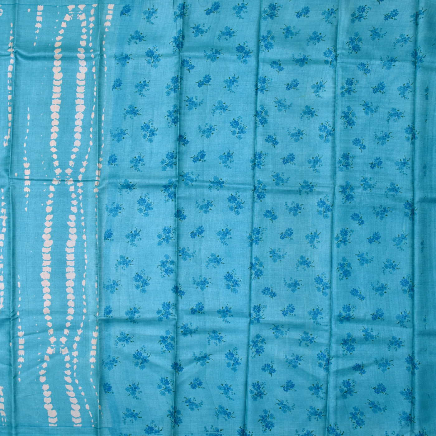 Blue Tussar Silk Saree with Shibori Print Design