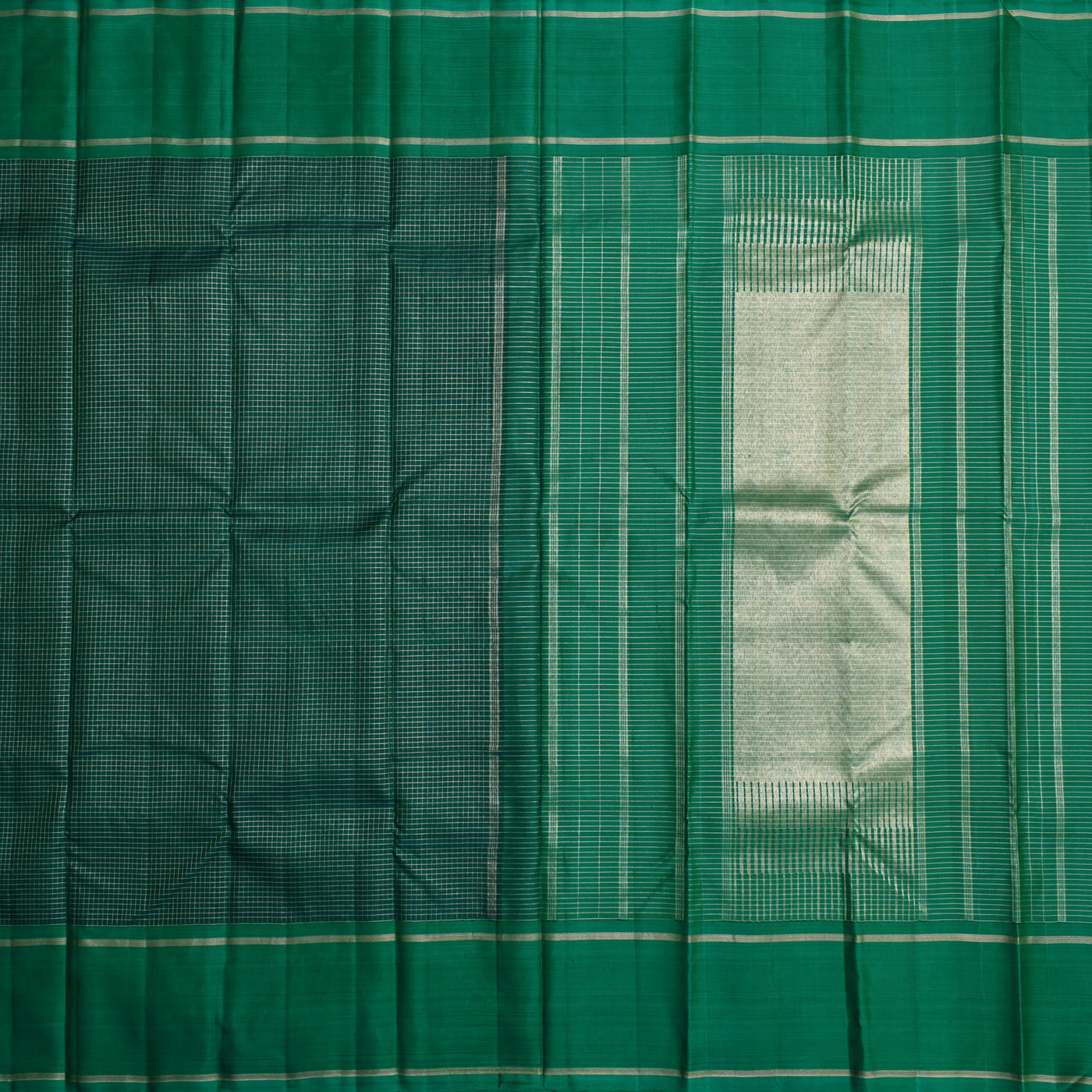 Alli Green Kanchipuram Silk Saree with Zari Kattam Design